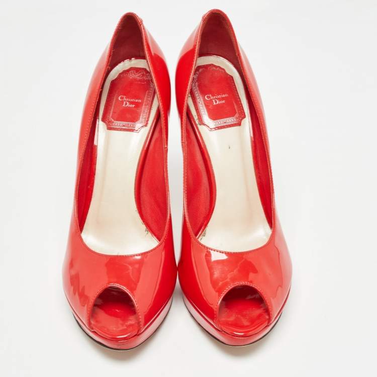 Pre Owned Dior Red Patent Leather Miss Dior Pumps Size 37