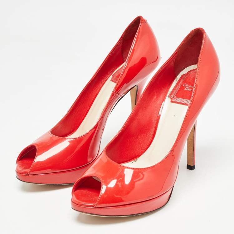 Pre Owned Dior Red Patent Leather Miss Dior Pumps Size 37