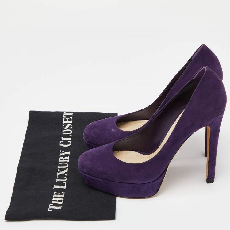 Pre Owned Dior Purple Suede Miss Dior Platform Pumps Size 38