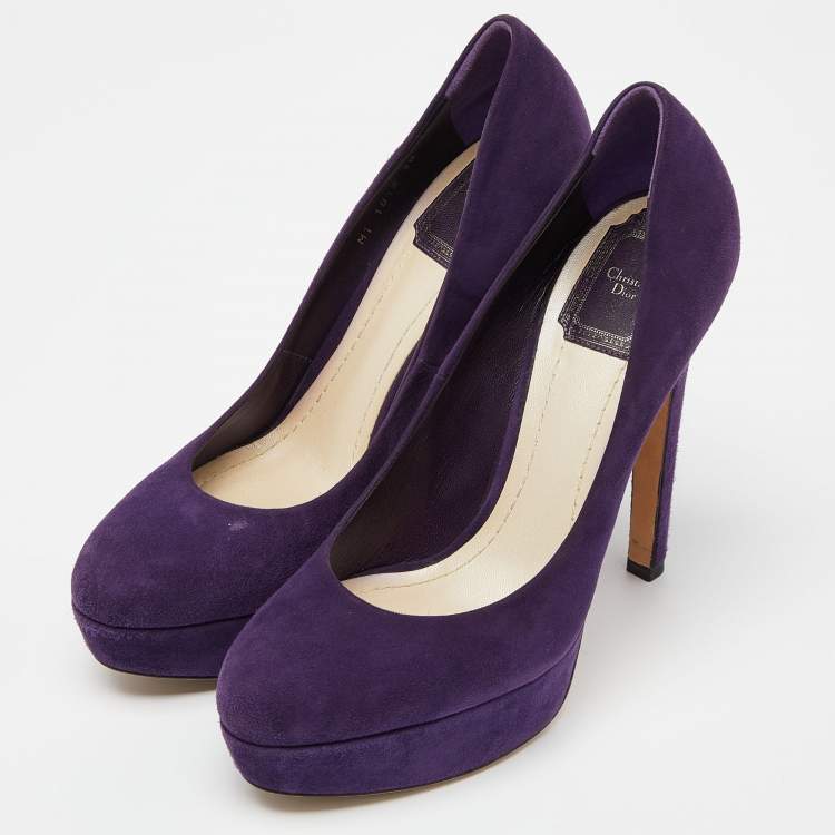 Pre Owned Dior Purple Suede Miss Dior Platform Pumps Size 38