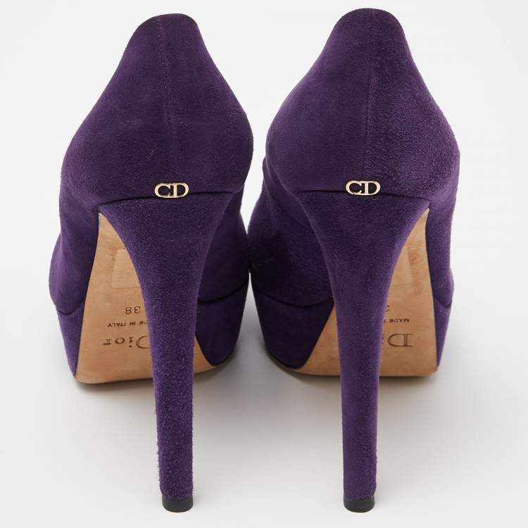 Pre Owned Dior Purple Suede Miss Dior Platform Pumps Size 38