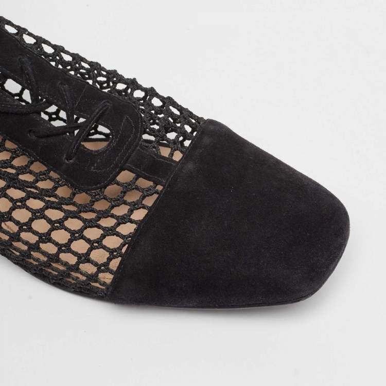 مملوكة مسبقًا Dior Black Suede and Fishnet Naughtily-D Knee Length Boots Size 42