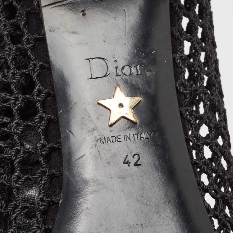 مملوكة مسبقًا Dior Black Suede and Fishnet Naughtily-D Knee Length Boots Size 42