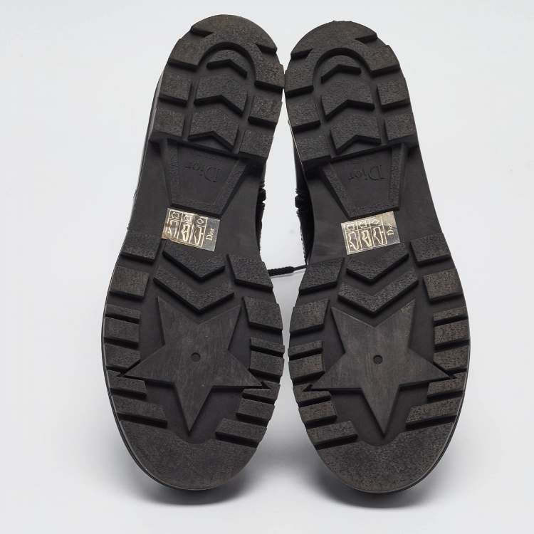 Pre Owned Dior Black Leather Cut Out Ankle Boots Size 38.5