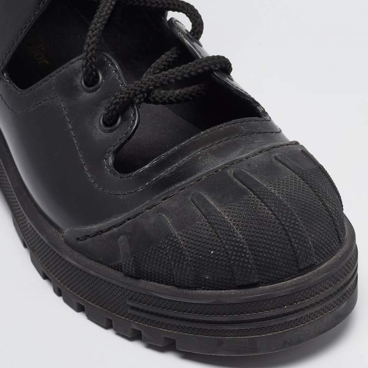 Pre Owned Dior Black Leather Cut Out Ankle Boots Size 38.5