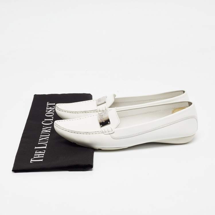 Pre Owned Dior White Leather Loafers Size 39.5