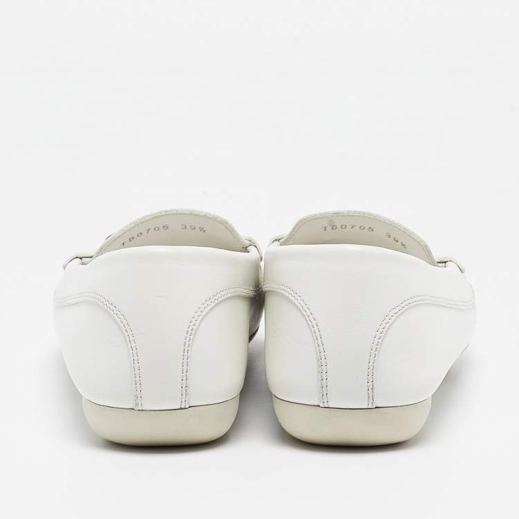 Pre Owned Dior White Leather Loafers Size 39.5