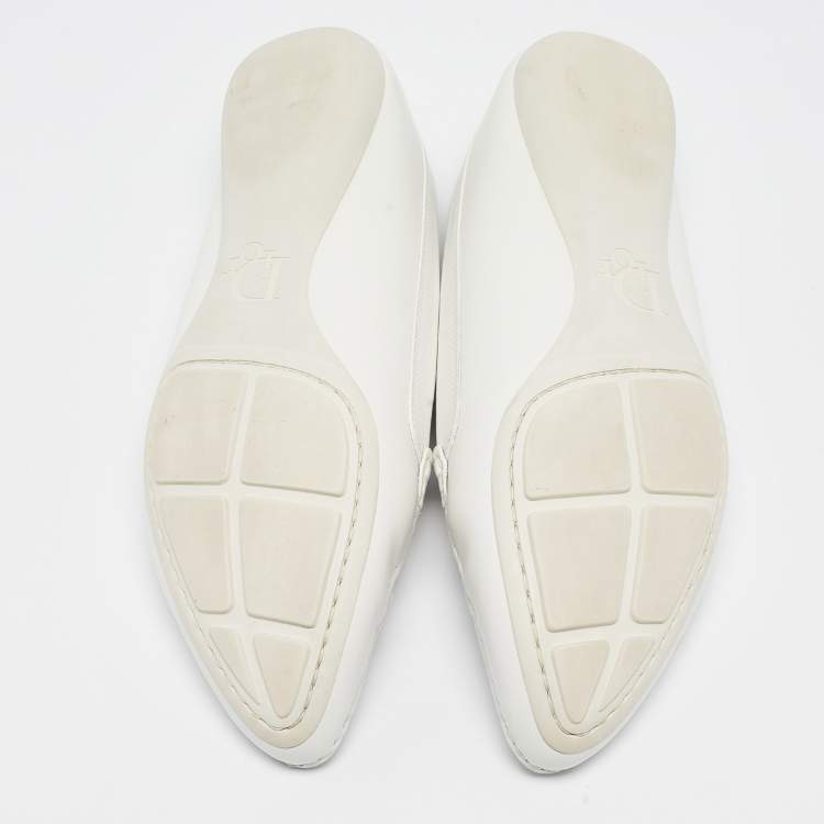 Pre Owned Dior White Leather Loafers Size 39.5