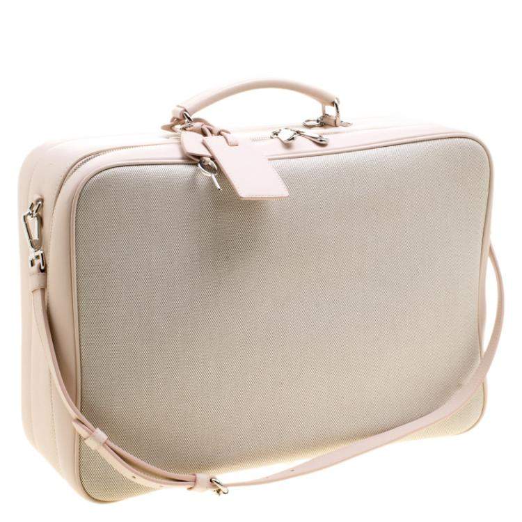 Pre Owned Dior Beige/Pink Canvas and Leather Nappy Suitcase