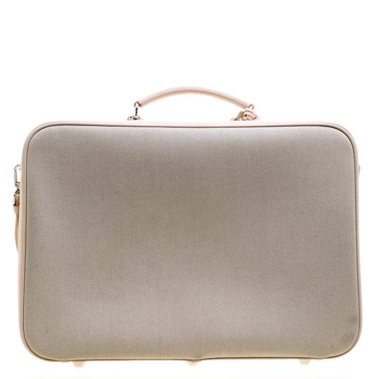 Pre Owned Dior Beige/Pink Canvas and Leather Nappy Suitcase