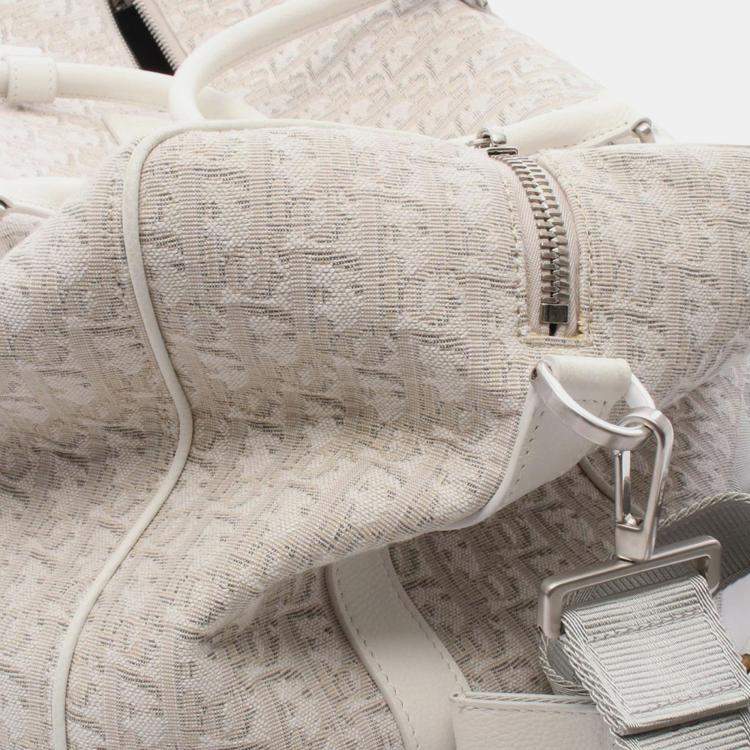 Pre Owned Dior Beige Oblique Canvas Lingot 50 Travel Bag