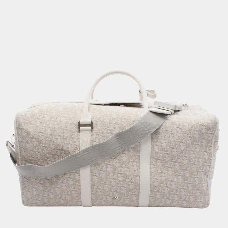 Pre Owned Dior Beige Oblique Canvas Lingot 50 Travel Bag