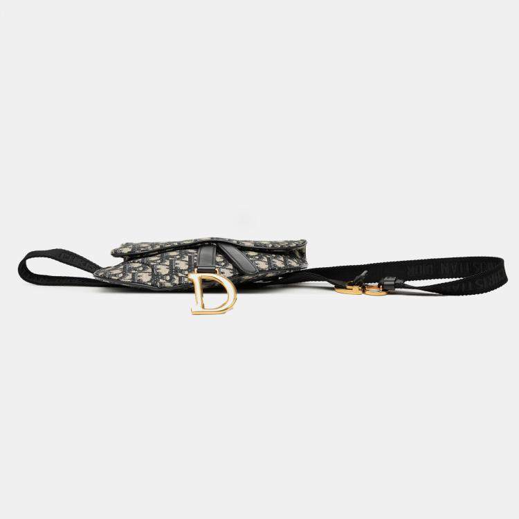 Pre Owned Dior Blue Oblique Canvas Saddle Belt Bag