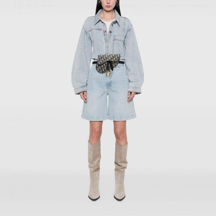 Pre Owned Dior Blue Oblique Canvas Saddle Belt Bag