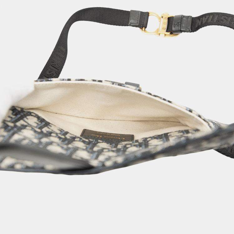 Pre Owned Dior Blue Oblique Canvas Saddle Belt Bag