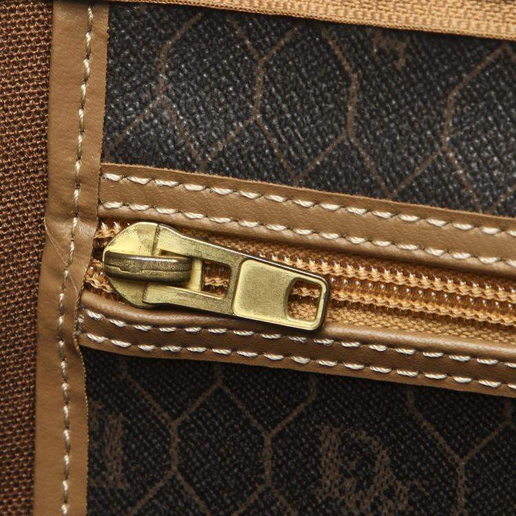 Pre Owned Dior Brown Honeycomb Coated Canvas Travel Bag