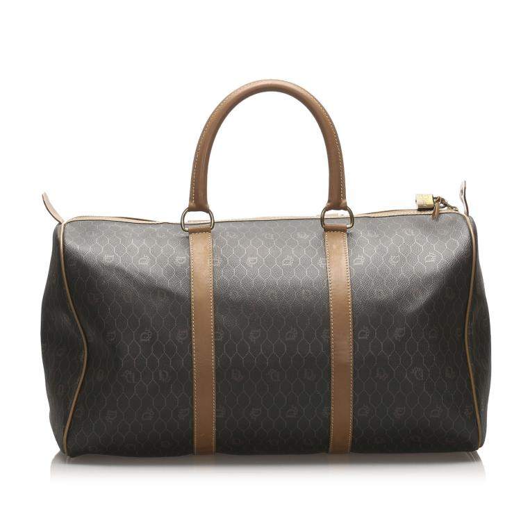 Pre Owned Dior Brown Honeycomb Coated Canvas Travel Bag