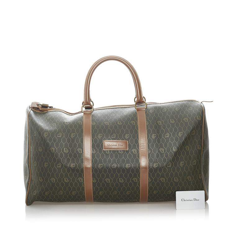 Pre Owned Dior Brown Honeycomb Travel Bag