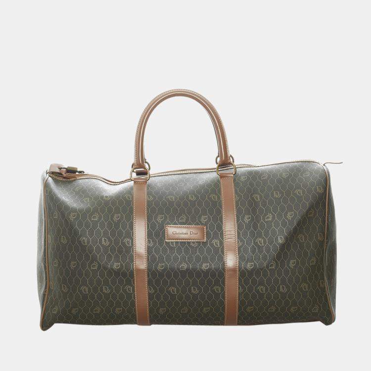 Pre Owned Dior Brown Honeycomb Travel Bag
