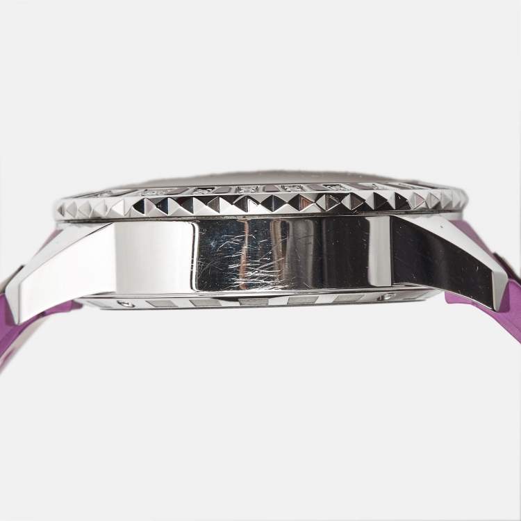 Pre Owned Dior Purple Stainless Steel Diamond Rubber Christal CD11431JR001 Women's Wristwatch 39 mm