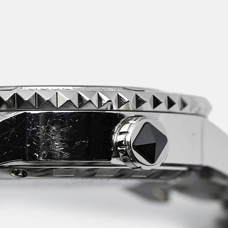 Pre Owned Dior Black Diamond Paved Stainless Steel Christal CD11311BM001 Women's Wristwatch 33 mm