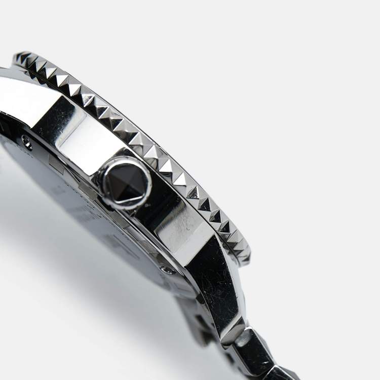 Pre Owned Dior Black Diamond Paved Stainless Steel Christal CD11311BM001 Women's Wristwatch 33 mm
