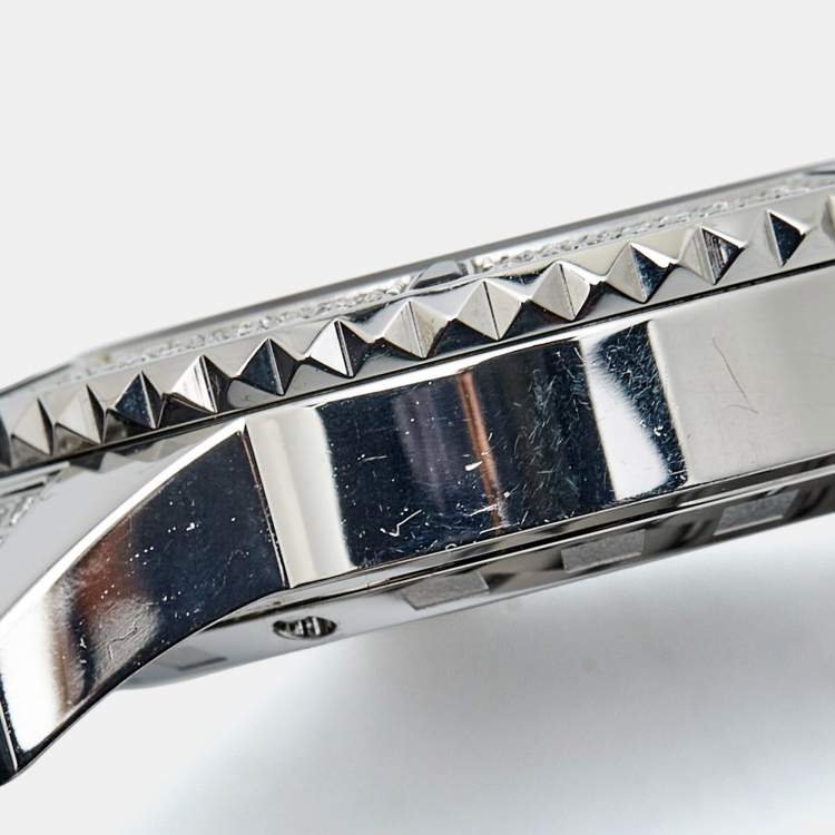 Pre Owned Dior Black Diamond Paved Stainless Steel Christal CD11311BM001 Women's Wristwatch 33 mm