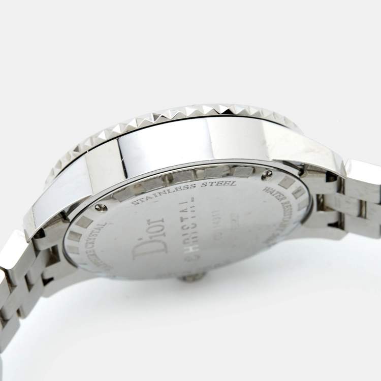 Pre Owned Dior White Stainless Steel Diamond Christal CD114311M001 Women's Wristwatch 38 mm