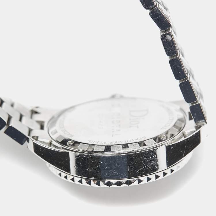 Pre Owned Dior Grey Stainless Steel DIamond Christal CD114313M002 Women's Wristwatch 38 mm