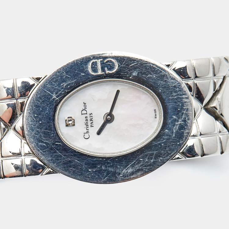 مملوكة مسبقًا Christian Dior Mother of Pearl Stainless Steel Lady Dior D90-100 Women's Wristwatch 21 mm