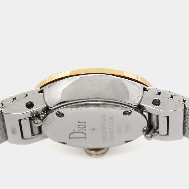 Pre Owned Dior Mother Of Pearl Diamond 18K Yellow Gold Stainless Steel La Mini D Dior Satine CD040120M003 Women's Wristwatch 19 mm