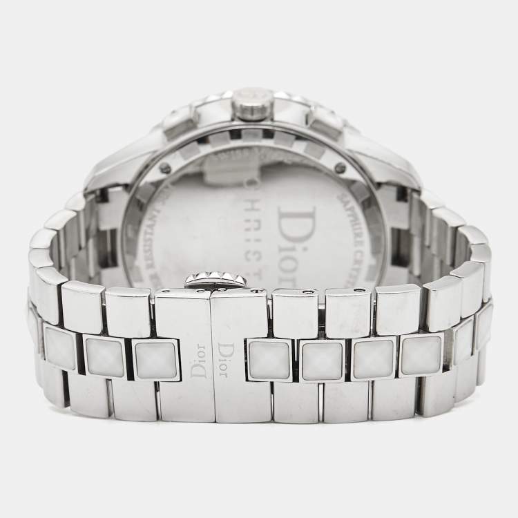 Pre Owned Dior White Stainless Steel Christal CD114310M001 Women's Wristwatch 38 mm
