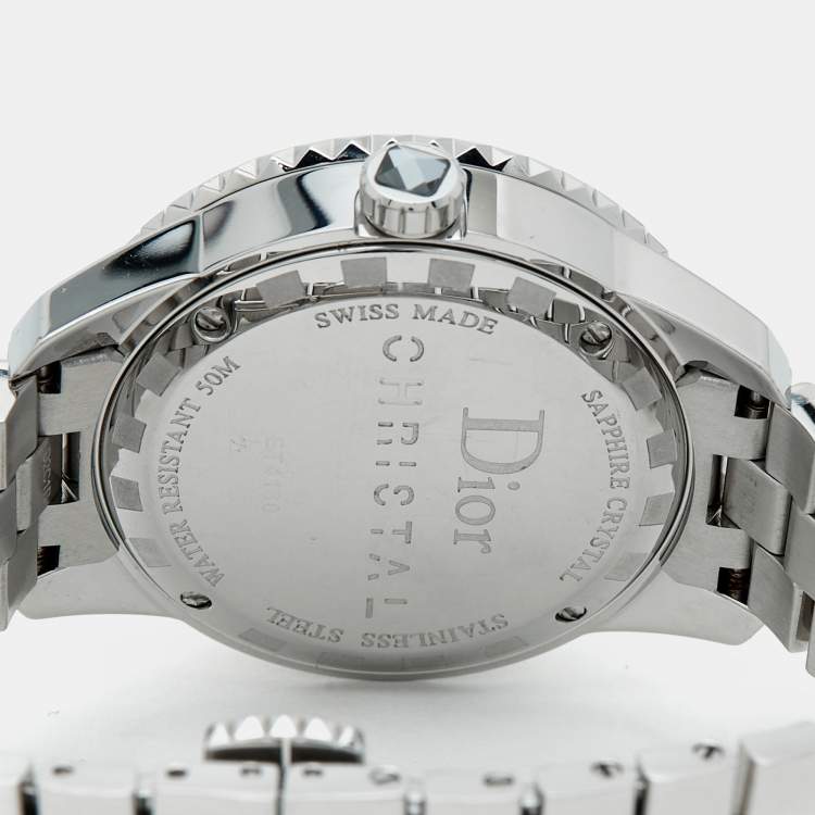 Pre Owned Dior Silver Dial Stainless Steel Christal CD113116M001 Women's Wristwatch 33 mm