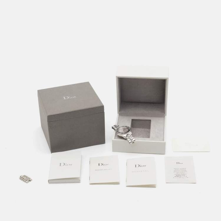 Pre Owned Dior Silver Dial Stainless Steel Christal CD113116M001 Women's Wristwatch 33 mm