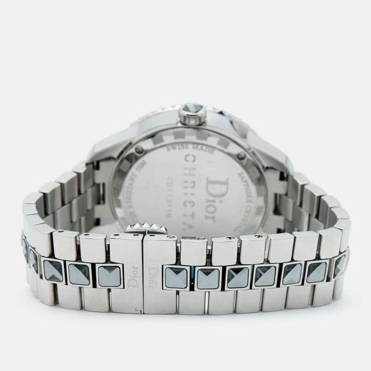 Pre Owned Dior Silver Dial Stainless Steel Christal CD113116M001 Women's Wristwatch 33 mm