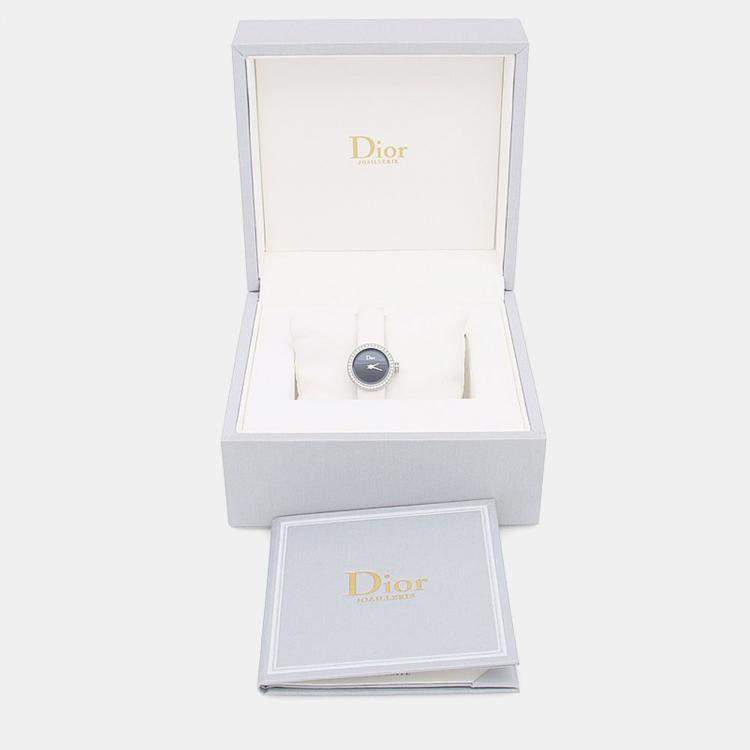 Pre Owned Christian Dior La D De Dior CD040110-J Quartz Diamond Stainless Steel Womens Wristwatch 19 mm