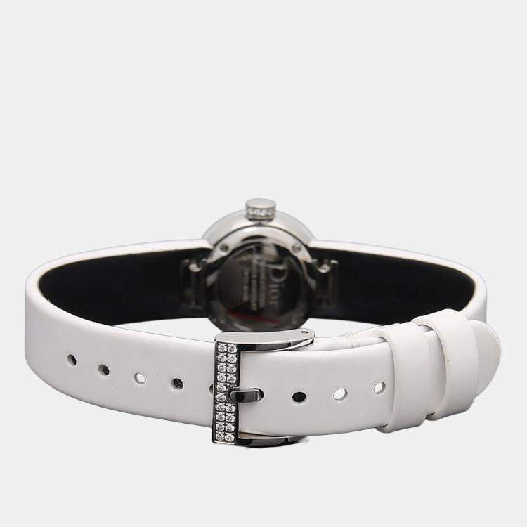 Pre Owned Christian Dior La D De Dior CD040110-J Quartz Diamond Stainless Steel Womens Wristwatch 19 mm