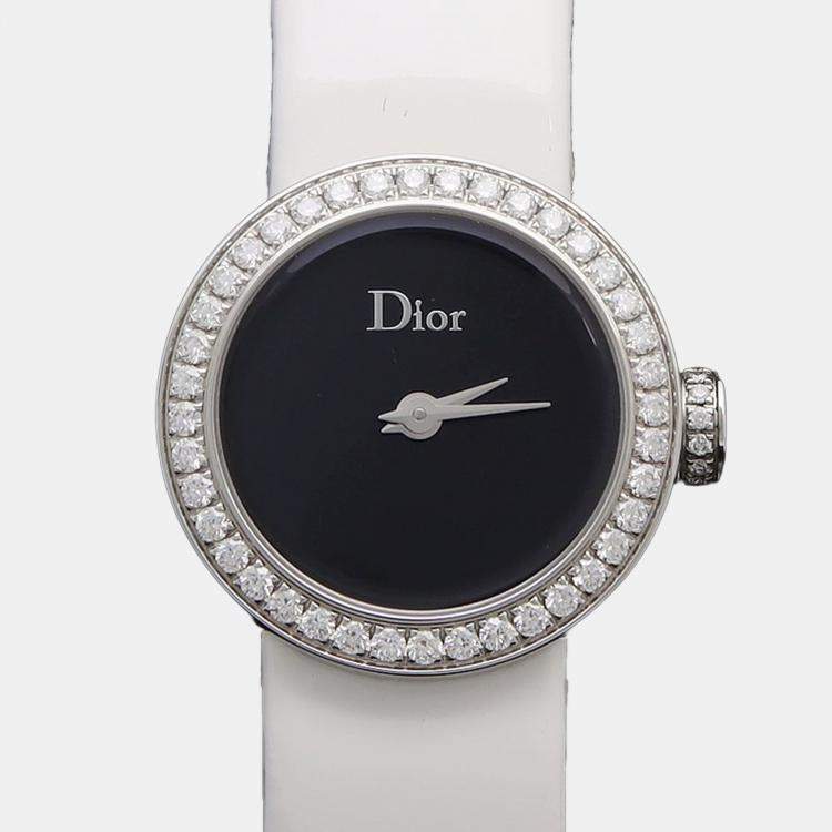 Pre Owned Christian Dior La D De Dior CD040110-J Quartz Diamond Stainless Steel Womens Wristwatch 19 mm