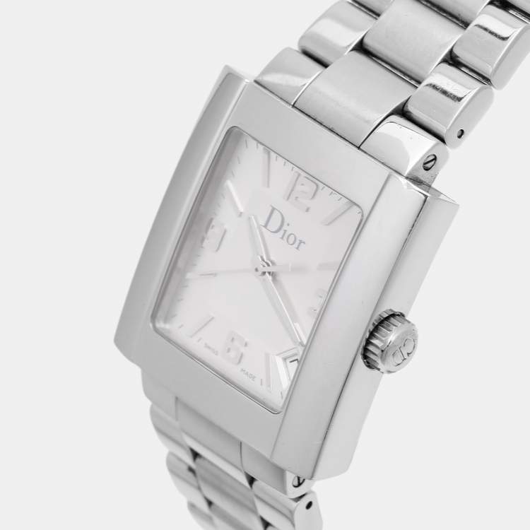 Pre Owned Christian Dior Silver Stainless Steel Riva D101-100 Women's Wristwatch 31 mm