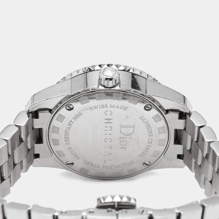 Pre Owned Dior Christal CD112112M001 White Dial Stainless Steel Women's Wristwatch 28 mm