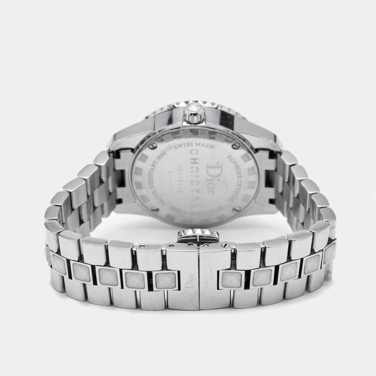Pre Owned Dior Christal CD112112M001 White Dial Stainless Steel Women's Wristwatch 28 mm