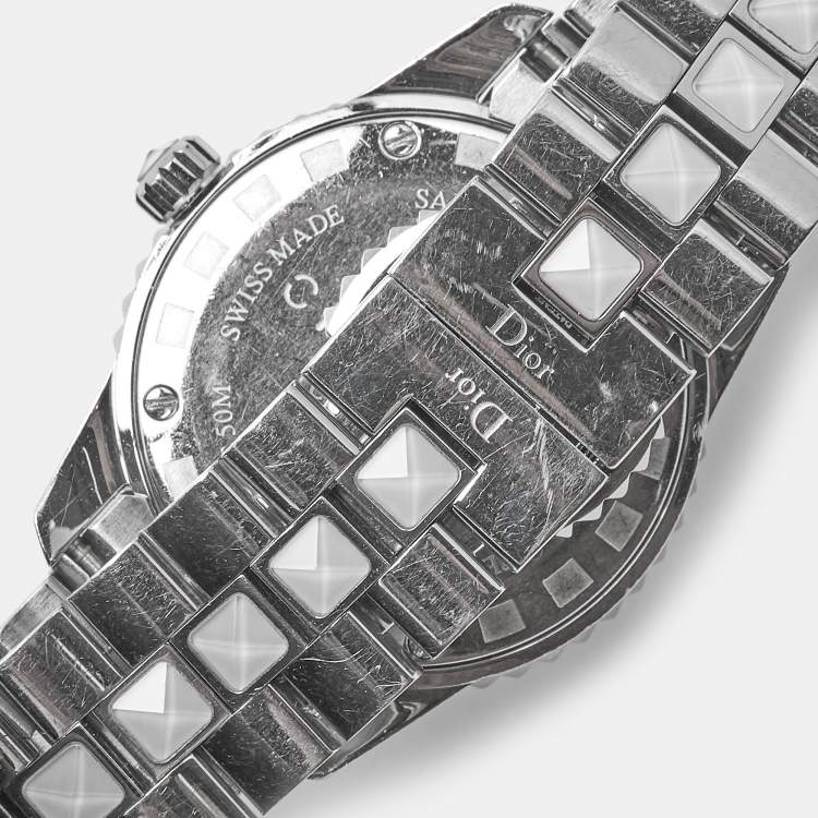 Pre Owned Dior Christal CD112112M001 White Dial Stainless Steel Women's Wristwatch 28 mm
