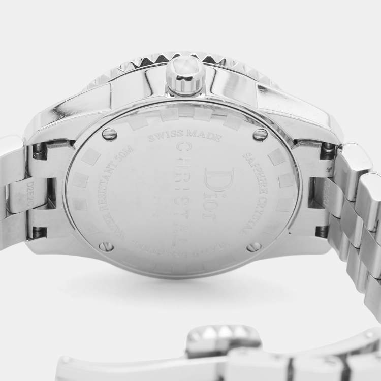 Pre Owned Dior Christal CD112112M001 White Dial Stainless Steel Women's Wristwatch 28 mm