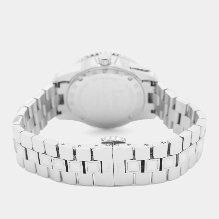 Pre Owned Dior Christal CD112112M001 White Dial Stainless Steel Women's Wristwatch 28 mm