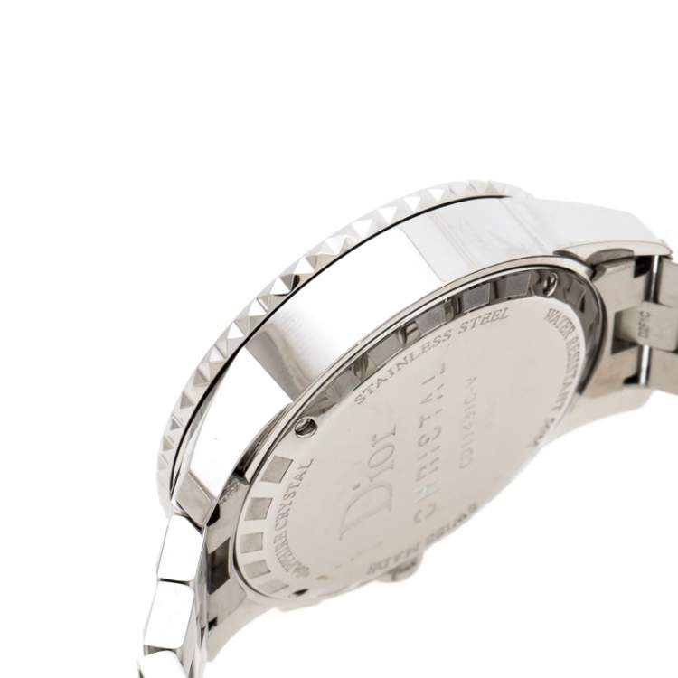 Pre Owned Dior Black Stainless Steel Diamonds Christal CD11431C-V Women's Wristwatch 38 mm