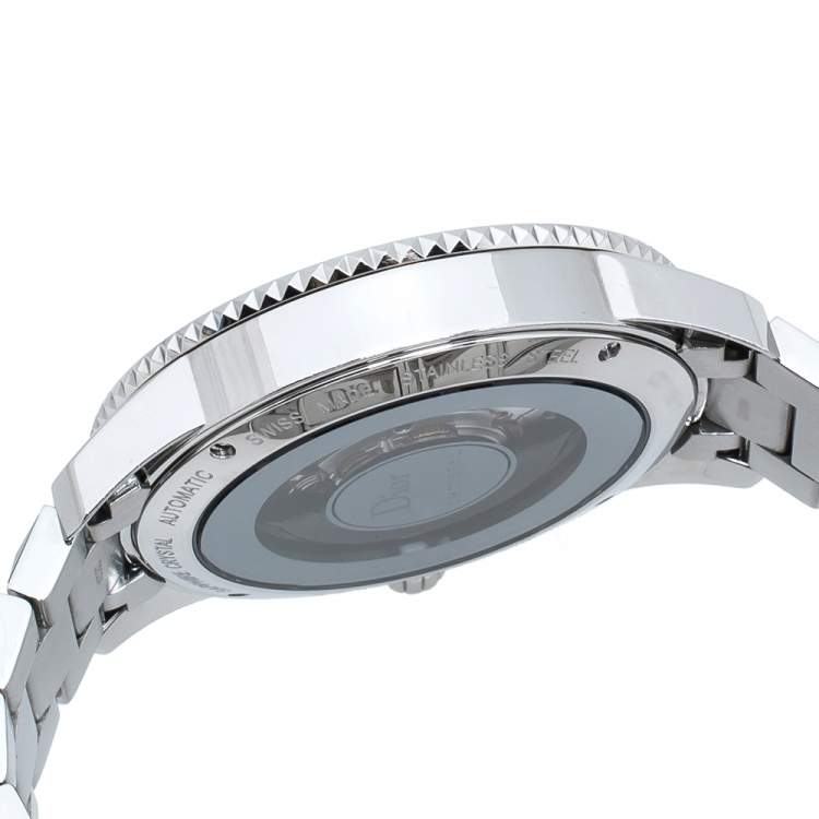 Pre Owned Dior Black Stainless Steel Diamond Christal CD115511 Women's Wristwatch 42 mm