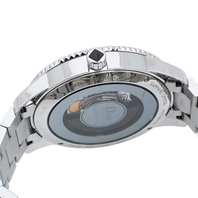Pre Owned Dior Black Stainless Steel Diamond Christal CD115511 Women's Wristwatch 42 mm