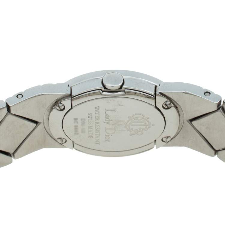 Pre Owned Christian Dior Black Stainless Steel Lady Dior D90-100 Women's Wristwatch 21 mm