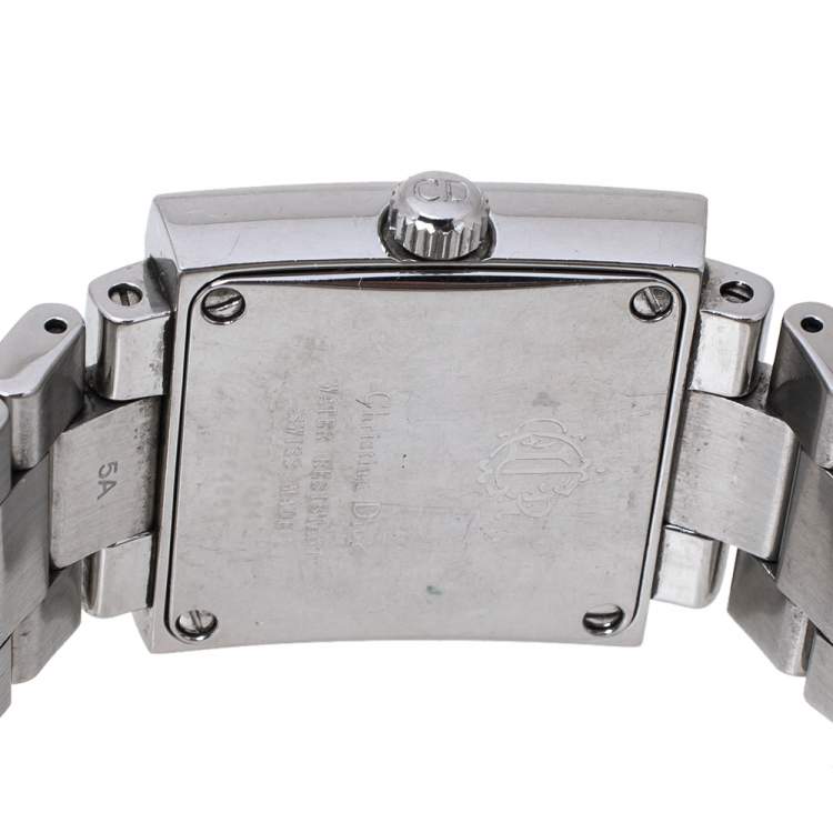 Pre Owned Dior SIlver Stainless Steel Diamond Riva D98-1014 Women's Wristwatch 24.50 mm