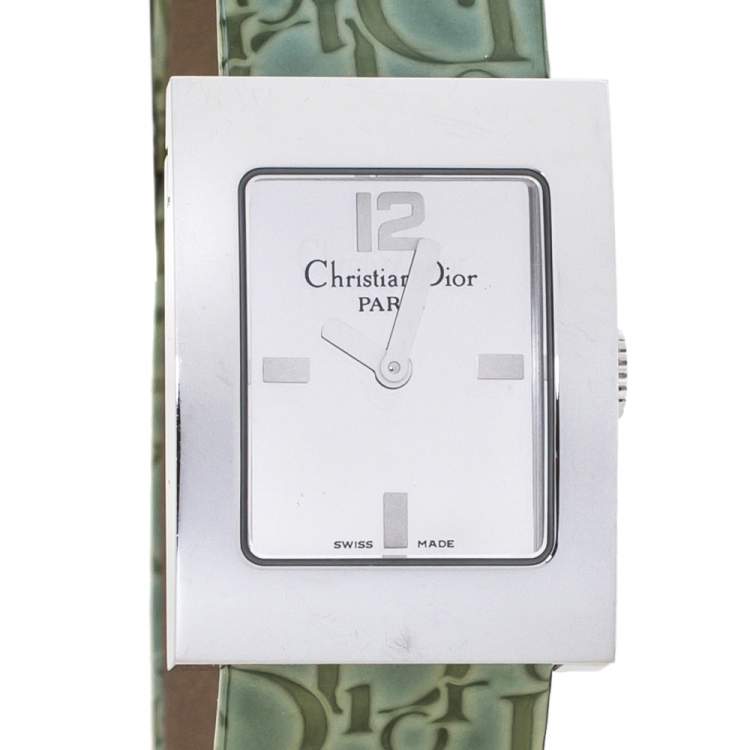 مملوكة مسبقًا Christian Dior Silver Stainless Steel Leather Malice D79-109 Women's Wristwatch 19 mm